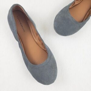 Lucky Brand Erin Ballet Flats Gray Suede 7 M